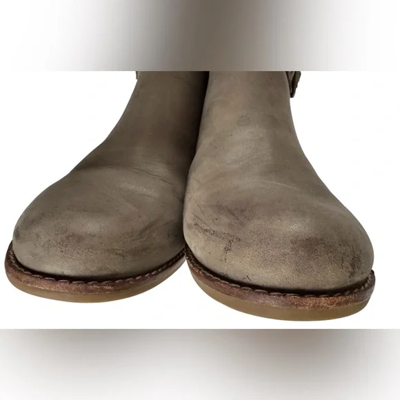 Sperry Leather Ankle Boots 8M Taupe Braided Strap Block Heel Chelsea Boho - Picture 2 of 16